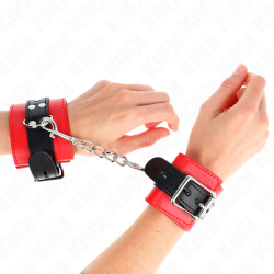 Kink - Appui-Poignets Rouge Avec Ceinture Noire Réglable 17-28 Cm X 6 Cm